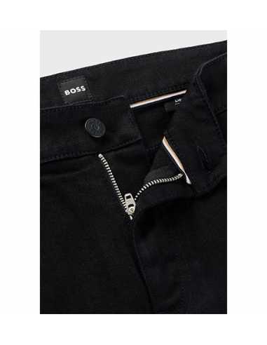 Jean Slim En Denim Italien Noir Boss Homme zoom sur le logo| Toulouse Soulery