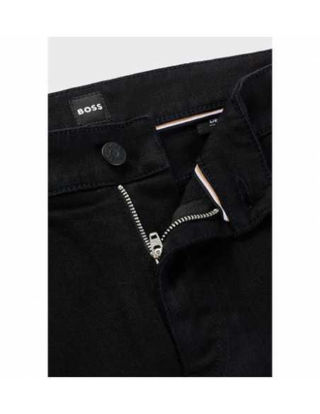 Jean Slim En Denim Italien Noir Boss Homme zoom sur le logo| Toulouse Soulery