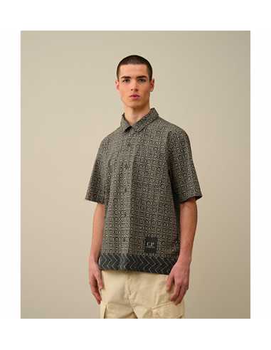 Chemise En Popeline Imprimée Baja Noire C.P Company Homme présentée portée de face | Toulouse Soulery