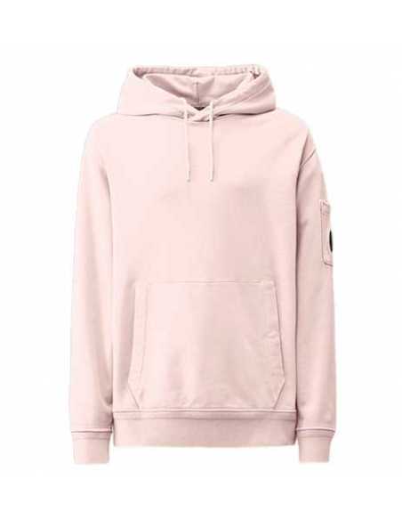 Sweat À Capuche En Coton Avec Logo Rose Pastel C.P Company présenté de face | Toulouse Soulery