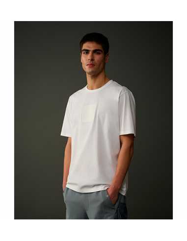 T-shirt À Logo En Jersey Série Metropolis Blanc C.P Company présenté porté de face | Toulouse Soulery