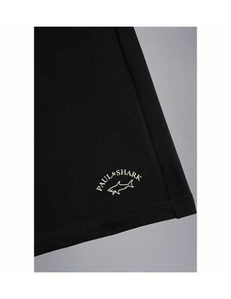 Bermuda En Coton Uni Noir Paul & Shark Homme zoom sur le logo | Toulouse Soulery