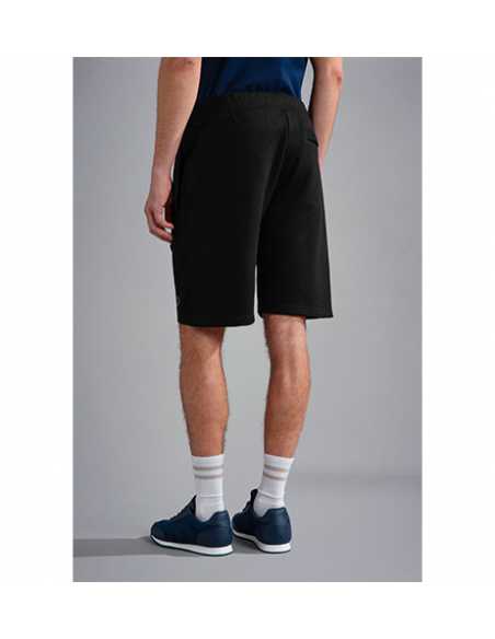 Bermuda En Coton Uni Noir Paul & Shark Homme présenté porté de dos | Toulouse Soulery