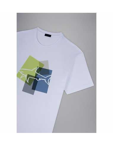 T-shirt Imprimé En Coton Blanc Paul & Shark Homme zoom sur le logo | Toulouse Soulery