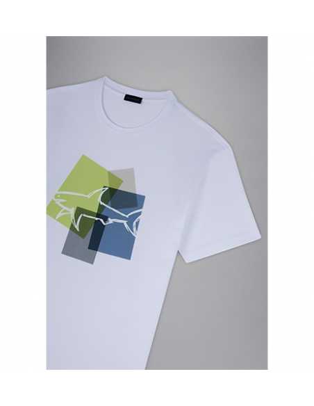 T-shirt Imprimé En Coton Blanc Paul & Shark Homme zoom sur le logo | Toulouse Soulery