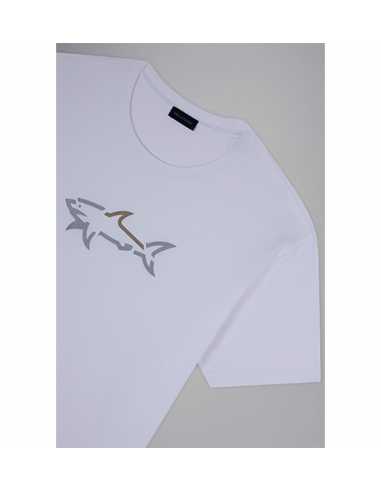 T-shirt En Coton Avec Imprimé Reflex Blanc Paul & Shark zoom sur le logo | Toulouse Soulery