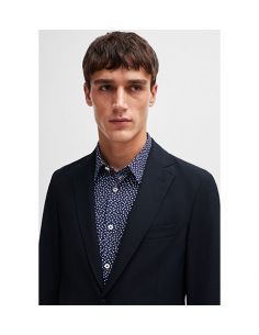 Veste Slim En Tissu Stretch Bleu Marine Boss Homme présenté de face | Toulouse Soulery 2