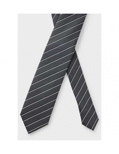 Cravate En Jacquard Mélangé Avec Rayures Grise Boss Homme présentée de face | Toulouse Soulery 2