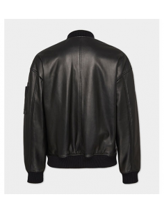 Veste Bomber en Cuir Noir Dsquared2 Homme présentée de face | Toulouse Soulery 2