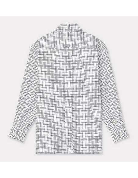 Chemise Oversize 'Kenzo Weave' Blanche Et Noire Kenzo présentée de dos | Toulouse Soulery