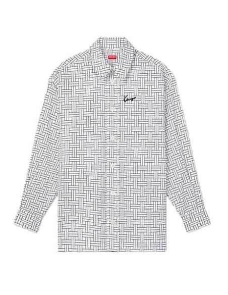 Chemise Oversize 'Kenzo Weave' Blanche Et Noire Kenzo présentée de face | Toulouse Soulery