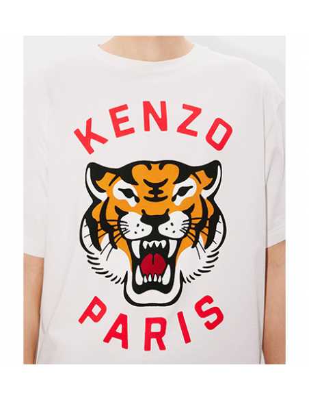 T-Shirt Oversize 'Lucky Tiger' Blanc Kenzo Homme zoom sur le logo | Toulouse Soulery