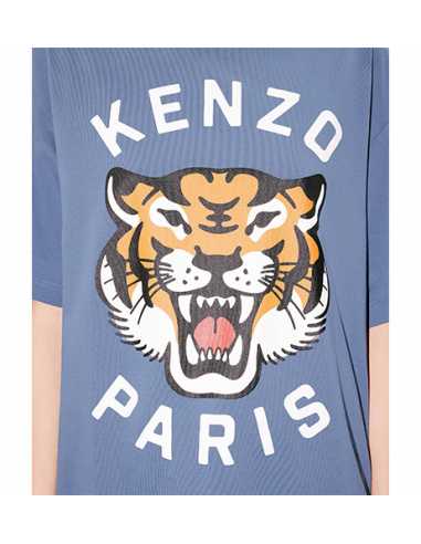 T-Shirt Oversize 'Lucky Tiger' Bleu Kenzo Homme zoom sur le logo | Toulouse Soulery