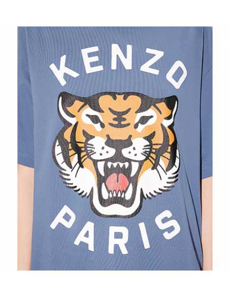 T-Shirt Oversize 'Lucky Tiger' Bleu Kenzo Homme zoom sur le logo | Toulouse Soulery