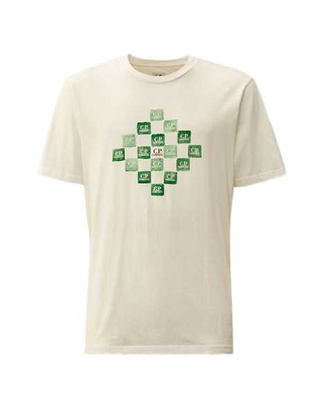 T-shirt à Logo Imprimé En Jersey Blanc C.P Company présenté de face | Toulouse Soulery