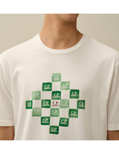 T-shirt à Logo Imprimé En Jersey Blanc C.P Company présenté de face | Toulouse Soulery 2