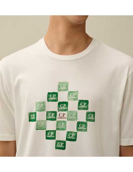 T-shirt à Logo Imprimé En Jersey Blanc C.P Company zoom sur le logo | Toulouse Soulery