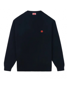 Pull Brodé 'Boke Flower' En Laine Noir Kenzo Homme présenté de face| Toulouse Soulery