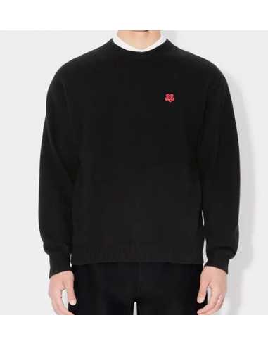 Pull Brodé 'Boke Flower' En Laine Noir Kenzo Homme présenté porté| Toulouse Soulery