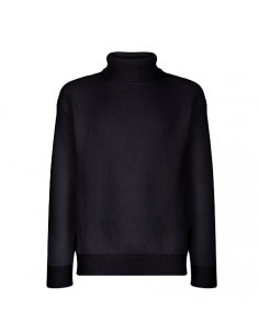Pull Col Roulé En Laine Et Coton Noir Add Homme, présenté de face | Toulouse Soulery