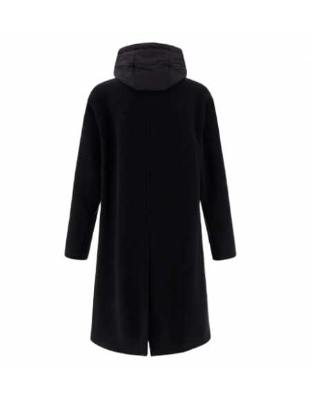 Manteau En New Velour Et Ecoage Noir Herno Homme, présenté de dos | Toulouse Soulery