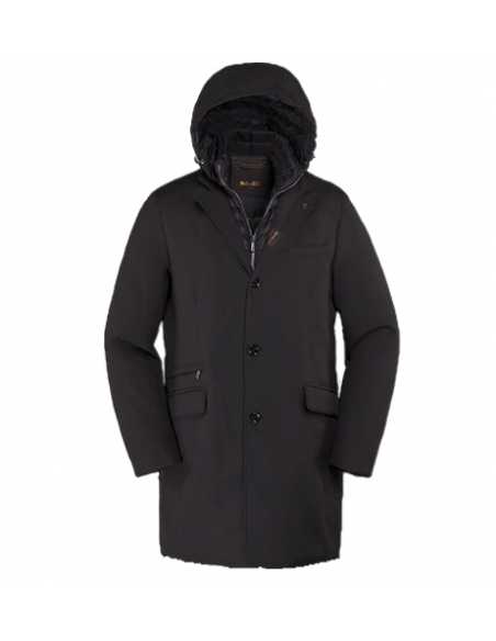 Manteau Imperméable Noir Moorer Homme, présenté de face | Toulouse Soulery