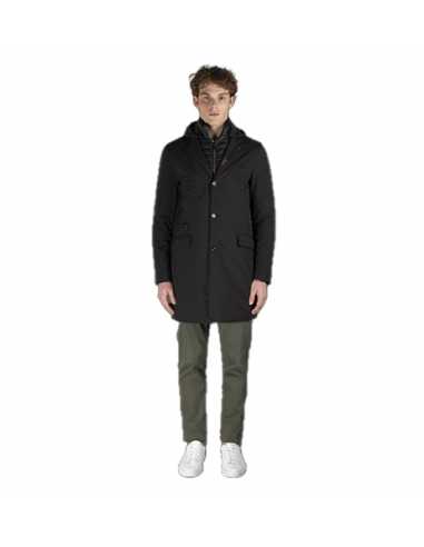 Manteau Imperméable Noir Moorer Homme, porté de face | Toulouse Soulery