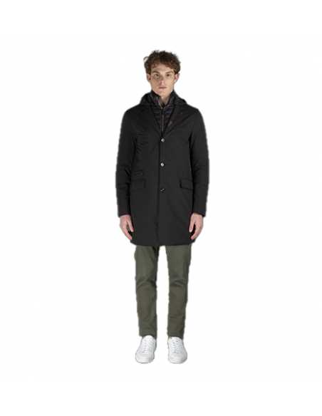 Manteau Imperméable Noir Moorer Homme, porté de face | Toulouse Soulery