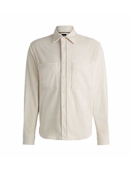Chemise En Velours Côtelé À Col Kent Blanc Boss Homme | Toulouse Soulery