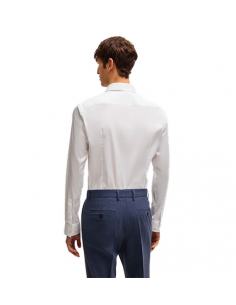 Chemise Extra Slim Fit En Popeline De Coton Blanc Boss, présentée de face| Toulouse Soulery 2