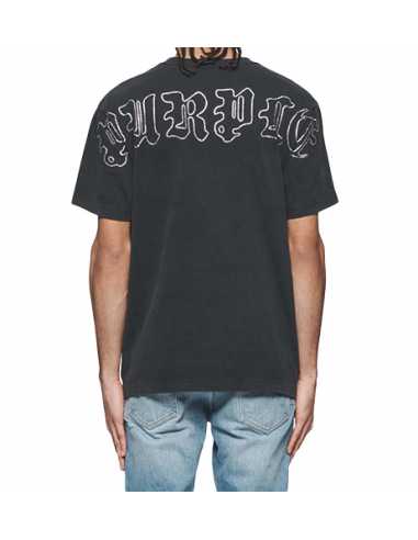 Tee-shirt Gothic Crystals Tee Noir Purple Homme, présenté de dos | Toulouse Soulery Tee-shirt Gothic Crystals Tee Noir Purple Homme, présenté de dos | Toulouse Soulery