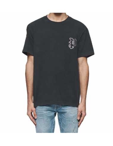 Tee-shirt Gothic Crystals Tee Noir Purple Homme, présenté porté de face | Toulouse Soulery Tee-shirt Gothic Crystals Tee Noir Purple Homme, présenté porté de face | Toulouse Soulery