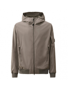 Veste à capuche CP Shell-R PERLE FUMEE - GRIS CP Company présenté de face| Toulouse Soulery