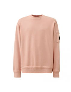 Sweat-shirt ras du cou en molleton diagonal en coton Cp Company présenté de face| Toulouse Soulery