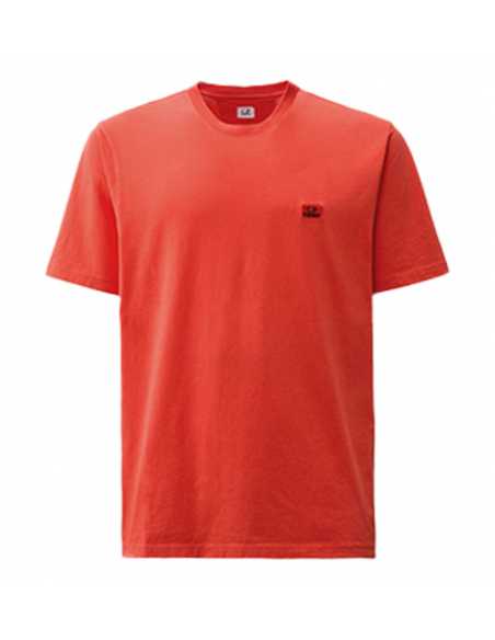 T-shirt avec logo en jersey 30/1 CP Company orange présenté de face| Toulouse Soulery