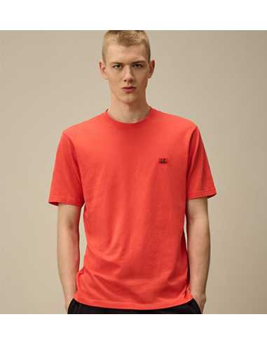 T-shirt avec logo en jersey 30/1 CP Company orange présenté porté de face| Toulouse Soulery