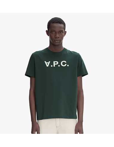 T-Shirt Standard Grand VPC Vert Foncé Et Blanc pour Homme présenté porté de face| Toulouse Soulery
