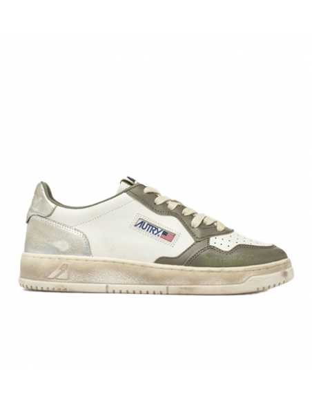 Baskets Medalist Low Super Vintage Whisper Blanc Vert & Silver Autry pour Homme présenté de face| Toulouse Soulery
