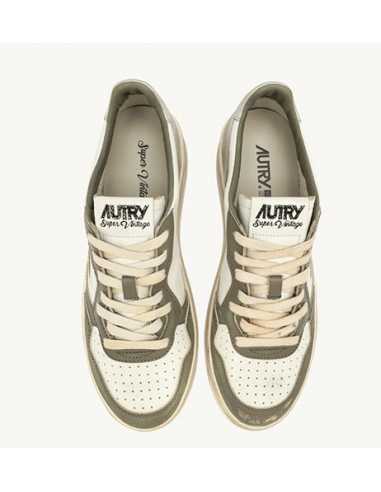 Baskets Medalist Low Super Vintage Whisper Blanc Vert & Silver Autry pour Homme présenté de haut| Toulouse Soulery