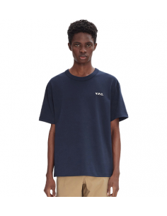 T-Shirt Boxy Petit VPC Dark Navy Écru A.P.C. Homme présenté de face| Soulery Toulouse