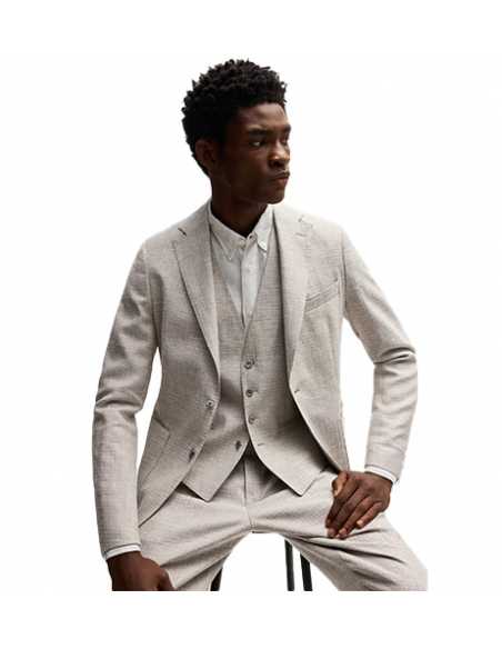 Veste Slim En Tissu À Micro Motif Beige Clair Boss Black | Toulouse Soulery