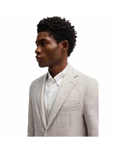 Veste Slim En Tissu À Micro Motif Beige Clair Boss Black, zoom sur le tissu| Toulouse Soulery