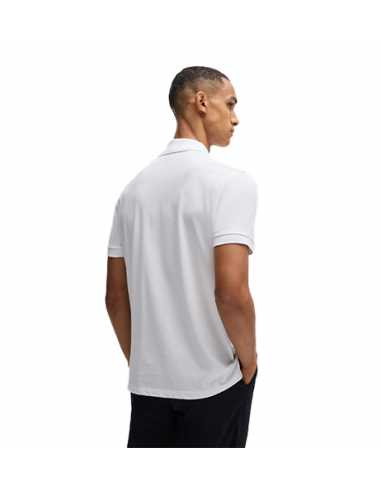 Pallas Polo Regular En Coton Avec Logo Brodé Blanc Boss, présenté porté de dos| Toulouse Soulery