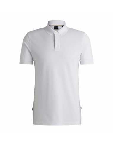 Pallas Polo Regular En Coton Avec Logo Brodé Blanc Boss, présenté de face| Toulouse Soulery