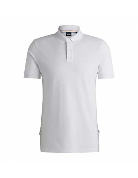 Pallas Polo Regular En Coton Avec Logo Brodé Blanc Boss, présenté de face| Toulouse Soulery