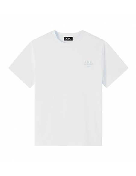 T-Shirt Standard Rue Madame Blanc Et Bleu Ciel A.P.C Homme, présenté de face | Toulouse Soulery