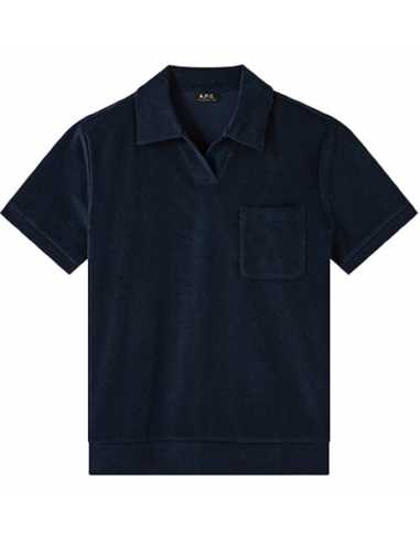 Polo Agustino Bleu Marine Foncé A.P.C. Homme, présenté de face| Soulery