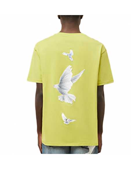 Freedom Doves T-Shirt Green 3.Paradis Homme, présenté porté de dos| Toulouse Soulery