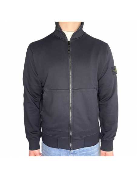 Sweat En Molleton De Coton Biologique Bleu Stone Island, présenté de face ｜Soulery