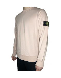 Sweat-shirt Ras-Du-Cou Côtelés Rose Antique Stone Island, présentation du logo｜Soulery Toulouse